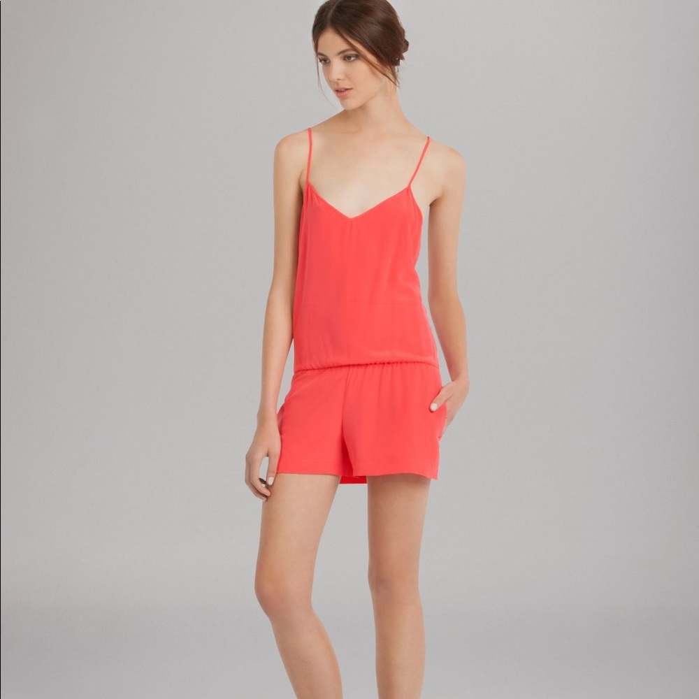 Maje coral cross back silk romper